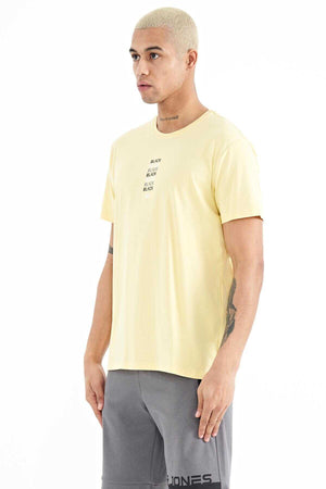 Tommylife Toptan Tylor O Yaka Standart Kalıp Baskılı Erkek T-Shirt 88227 Sarı