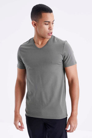Tommylife Toptan V Yaka Standart Kalıp Basic Erkek T-Shirt 87912 Çağla