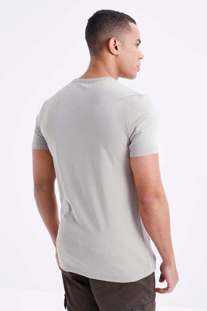 Tommylife Toptan V Yaka Standart Kalıp Basic Erkek T-Shirt 87912 Koyu Bej