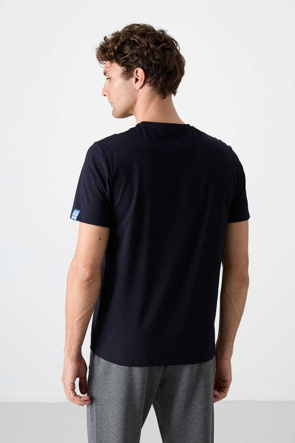 Tricou bărbătesc Tommylife Wholesale cu decolteu în V, croială standard, de bază, 87912, bleumarin