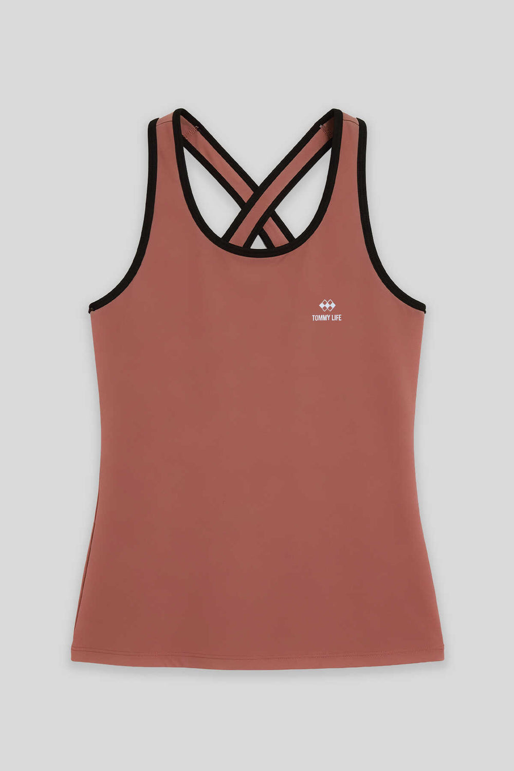 Tommylife Toptan Yaban Gülü Kadın Çapraz Askılı Kolsuz Standart Kalıp Spor Atlet - 97094