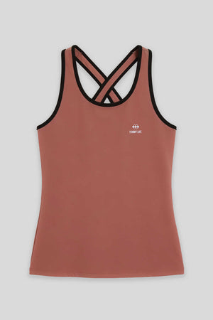 Tommylife Toptan Yaban Gülü Kadın Çapraz Askılı Kolsuz Standart Kalıp Spor Atlet - 97094