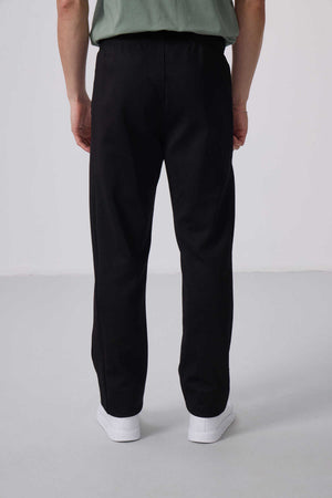 Tommylife Toptan Yüzeyi Dokulu Standart Fit Palazzo Erkek Pantolon 82171 Siyah