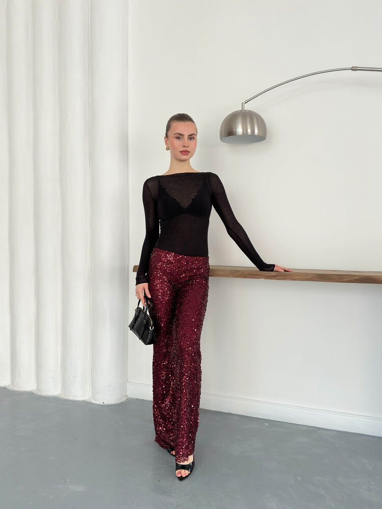 Topshow | Pullu Pantolon - Bordo | D2936