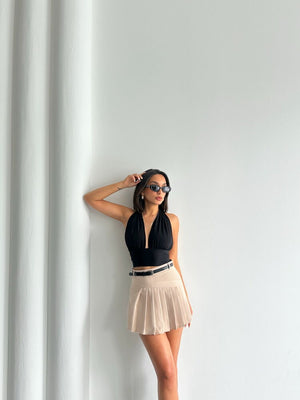 Pantaloni scurți plisați țesuți Topshow Light Stone, en-gros, fuste en-gros