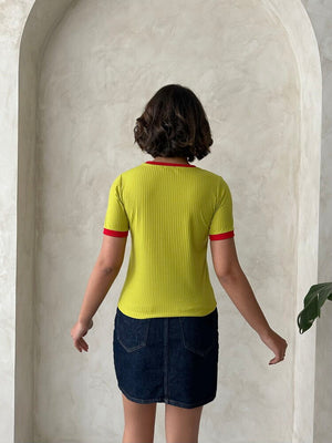 Topshow Fıstık Kırmızı Nakışlı Toptan T Shirt