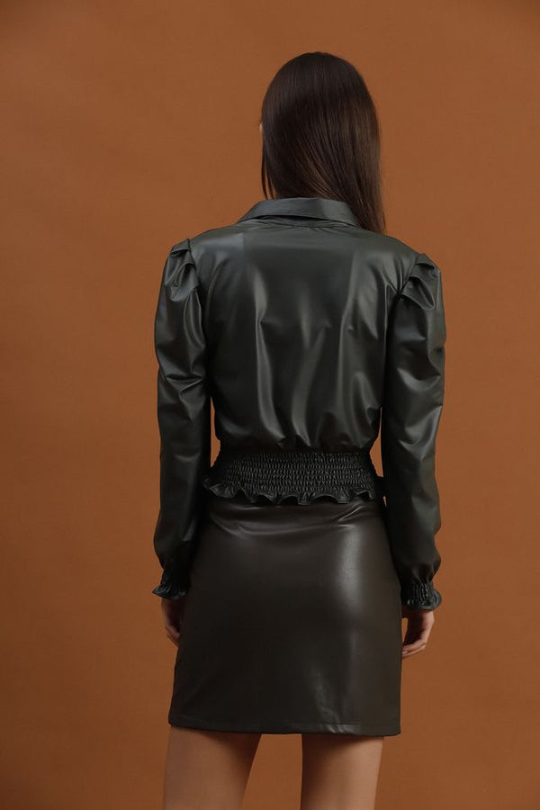 Suni Deri Abiye Toptan Bluz