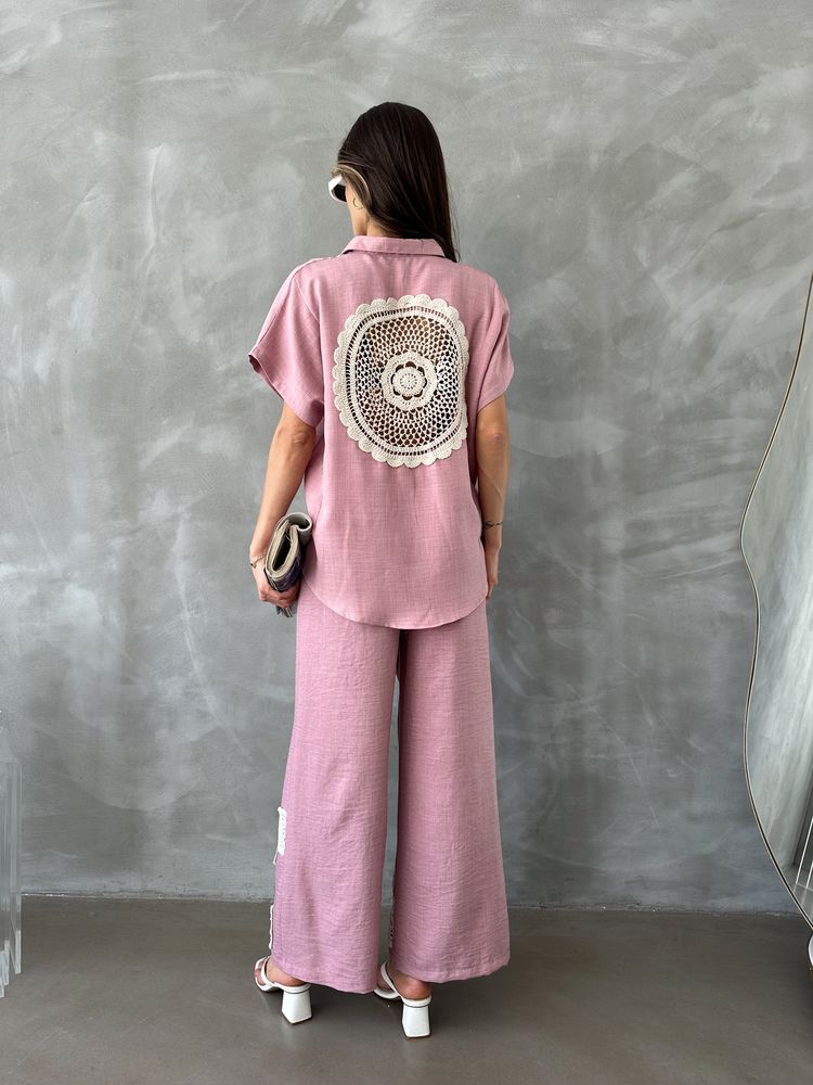 Topshow Pudra Arkası Dantel Detaylı Toptan Gömlek