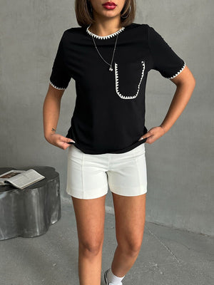 Tricou Topshow Black Shepherd Stitch en-gros