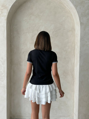 Topshow Siyah Krem Bisiklet Yaka Toptan T-Shirt