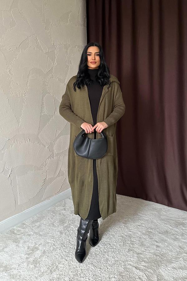 Toptan Haki Arkası Yazılı Hırka Haki STD