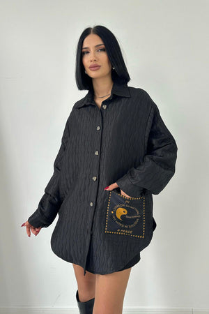 Toptan Siyah Cepli Kapitone Gömlek Siyah STD