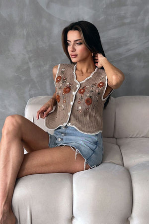 Topshow Vizon Nakışlı Toptan Yelek