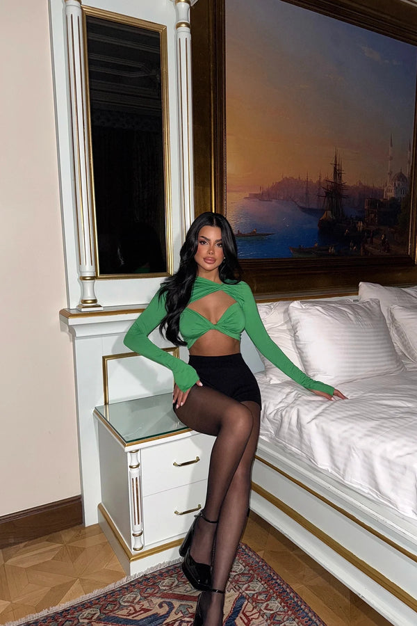 Yeşil Pencere Detay Crop Top